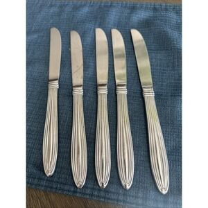 REED & BARTON ~ Jubilee ~ 5 Stainless Solid Dinner Knives‎ ~ EUC